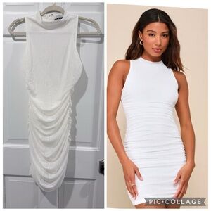 Lulu's White Sleeveless Ruched Mini Dress Size S